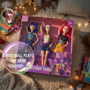 K pop Demon Hunters dolls 3pcs Set WITH MUSIC